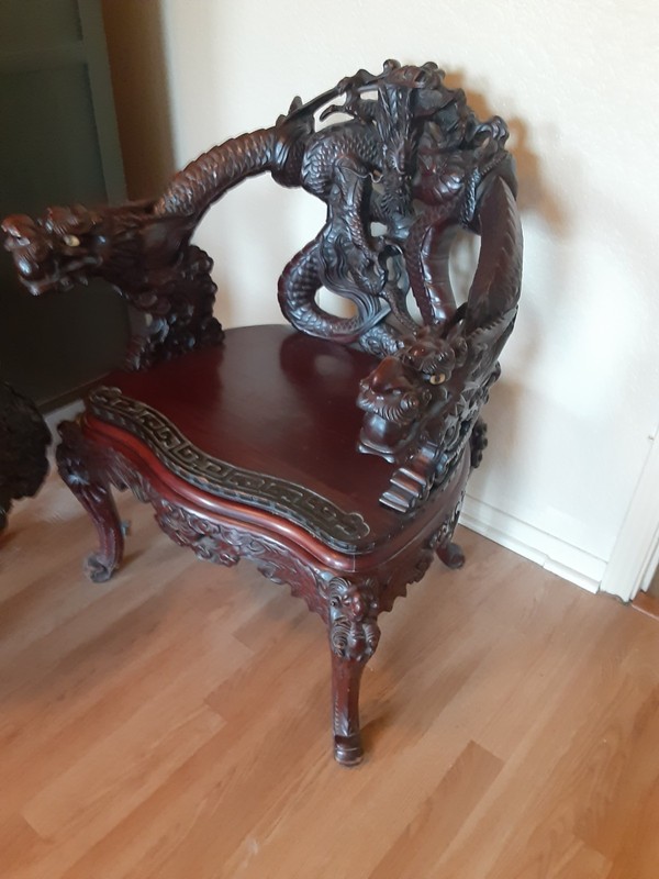 Beautiful carved wooden dragon chair. Great condition. gallery