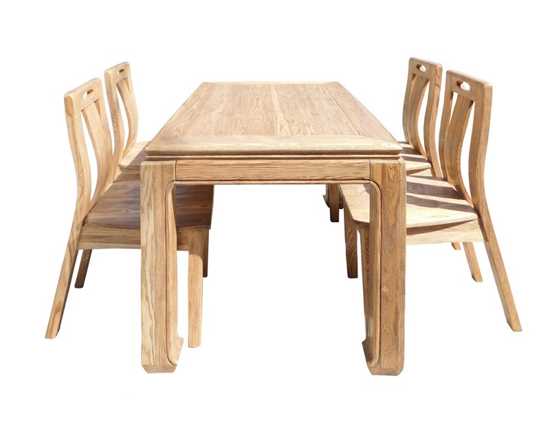 Oriental Light Wood Dining Table 4 Chairs Set cs1555 gallery