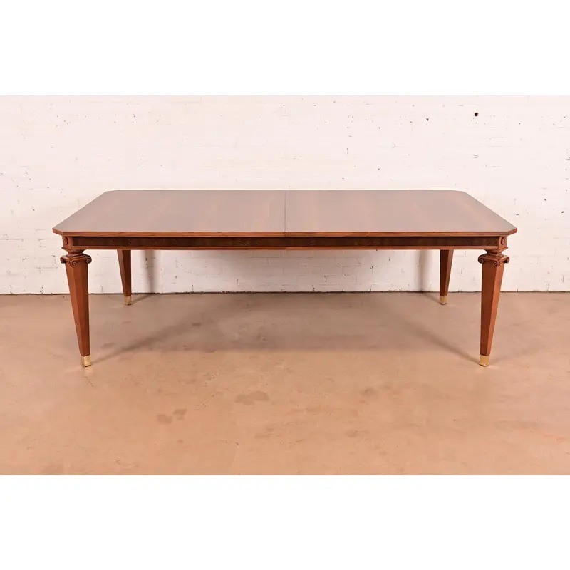 Theodore Alexander French Regency Burl Wood Dining Table, Newly Refinished gallery