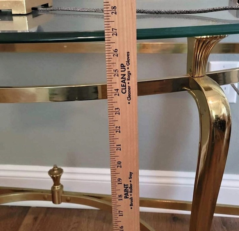 Ethan Allen Hollywood Regency Glass & Brass Coffee Cocktail Table gallery