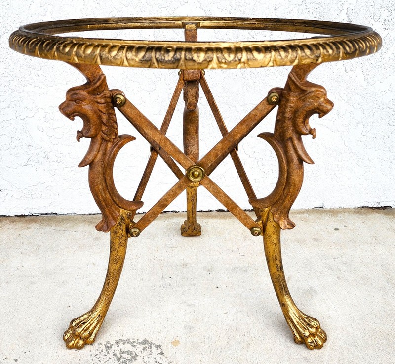 Gueridon Table Patinated and Gilt-Bronze with Marble Top gallery