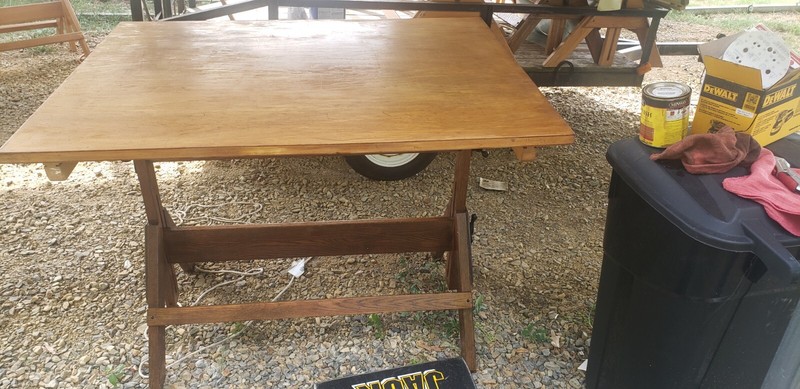 Solid maple HAMILTON DRAFTING TABLE 48" x 37.5" cast iron EX+ Model 49J2-36-70 gallery
