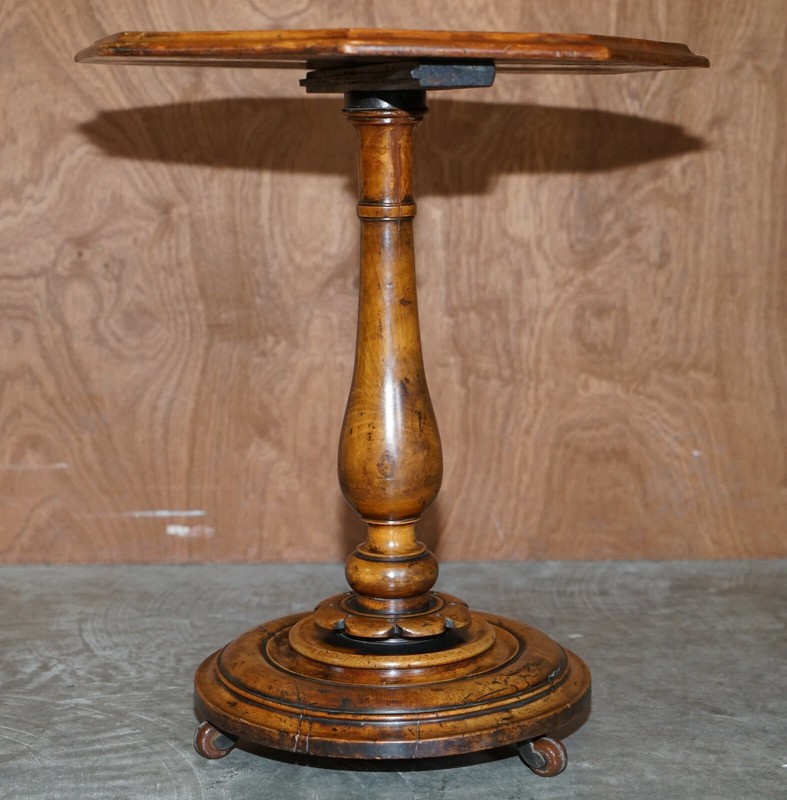 MUST SEE FINE SUPER RARE ORIGINAL VICTORIAN POLLARD OAK SIDE END LAMP WINE TABLE gallery