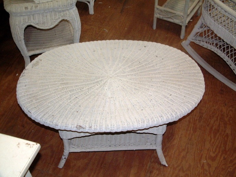 Wicker Coffee Table Antique, Rare Original Oval 37 X 25 X 17, NICE gallery