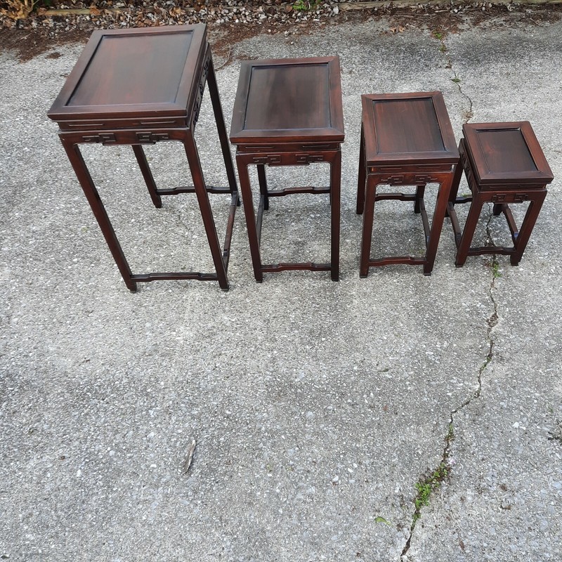 Vintage Rosewood Asian Nesting Tables Set of 4 gallery