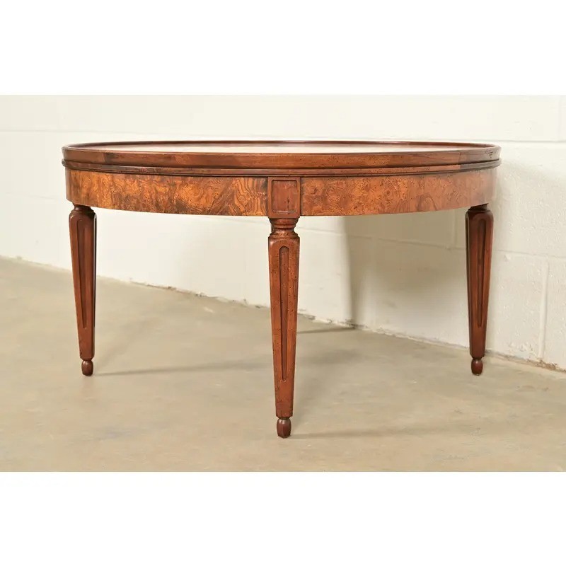 Baker Furniture French Regency Louis XVI Burled Wood Coffee Table, Circa 1960s gallery