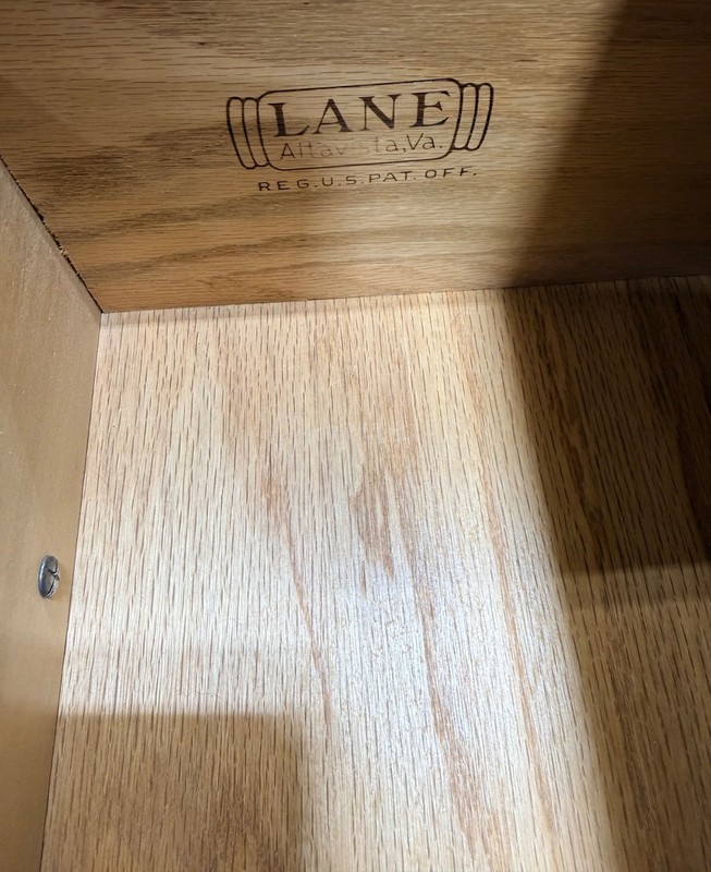 mid-century modern Lane AWARD side table circa 11/04/1961 style 972-02 Walnut gallery