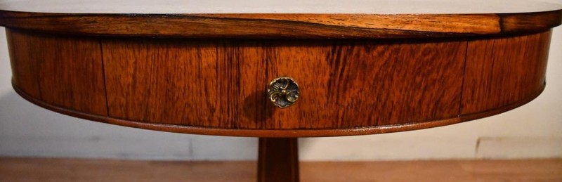 19th English Regency Rosewood Center accent table Brass Inlaid Top 2 drawers gallery
