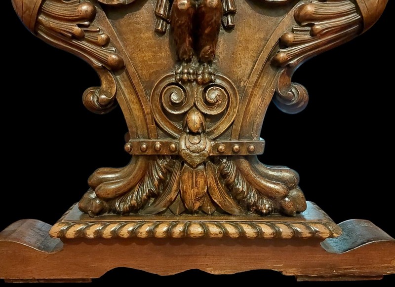 ANTIQUE EAGLE & NAKED WOMAN SUPERB RENAISSANCE CARVED FIGURAL LIBRARY TABLE gallery