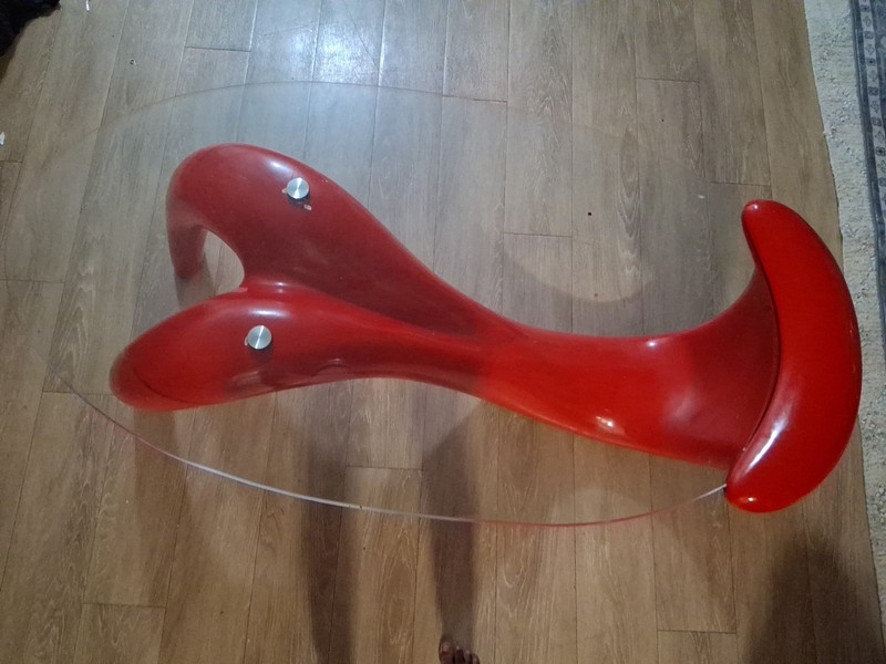 Beautiful Vintage Red Curved Table gallery