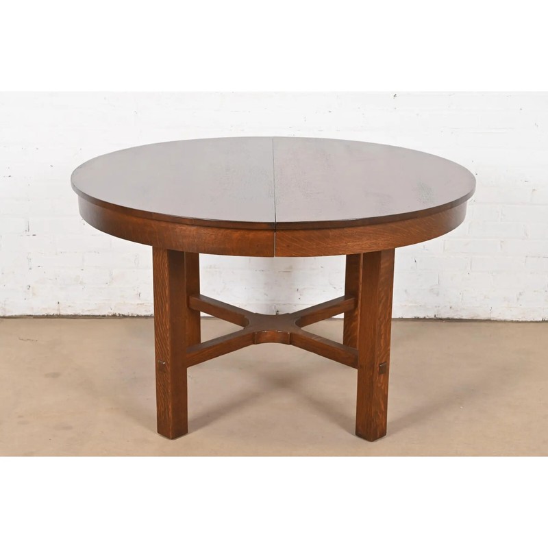 Stickley Antique Mission Oak Arts & Crafts Dining Table, Newly Refinished