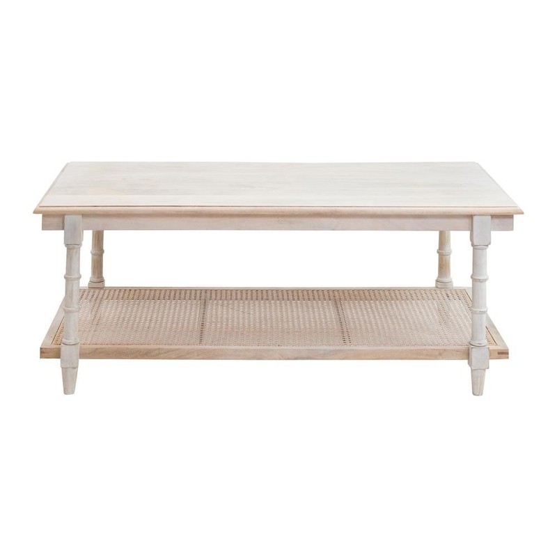 Chesterfield Wood & Cane Coffee Table - Whitewash gallery