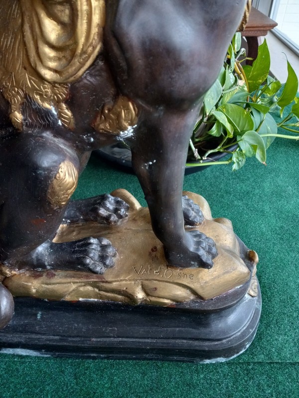 NEOCLASSICAL VAL D OSNE Cast Metal SPHINX Table EGYPTIAN REVIVAL Entry Accent gallery