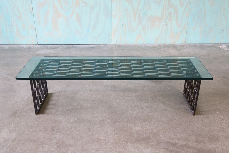 1960s Paul Evans Studio Loop Coffee Table Fish Scale Gold Gilt
