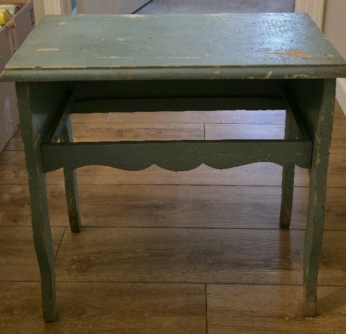 Vintage Farmhouse Cottage Painted Wood Shabby Chic Accent Table 19"x20"x10" Blue gallery