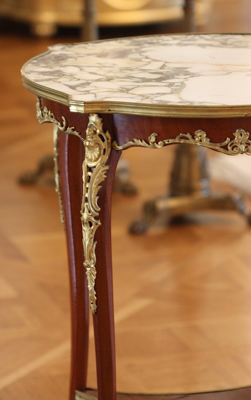 Louis XV Style Marble Top Bronze Mounted Mahogany Occasional Table gallery