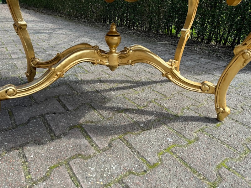 Table Louis XVI Gold Leaf Marble Coffee Table French 1940s Vintage gallery