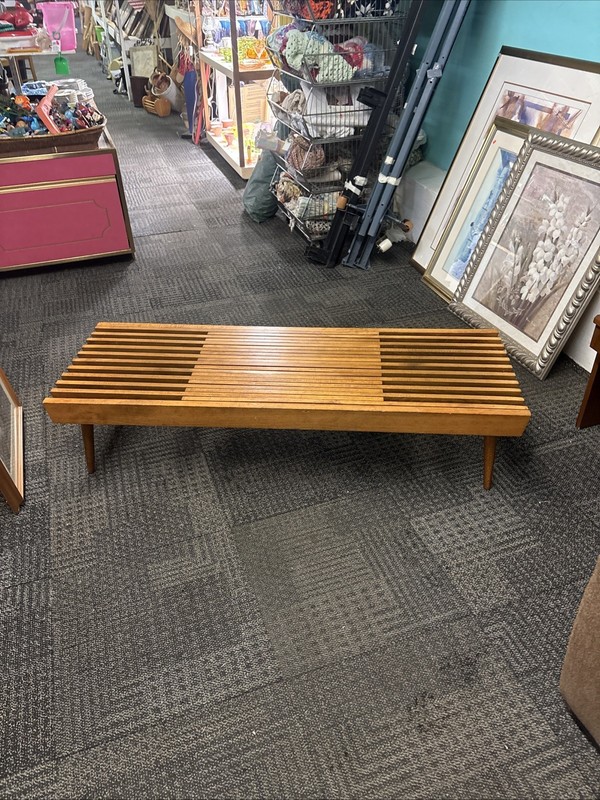 Vintage Mid Century Modern Expanding Slat Bench / Coffee Made In Yugoslavia 🔥