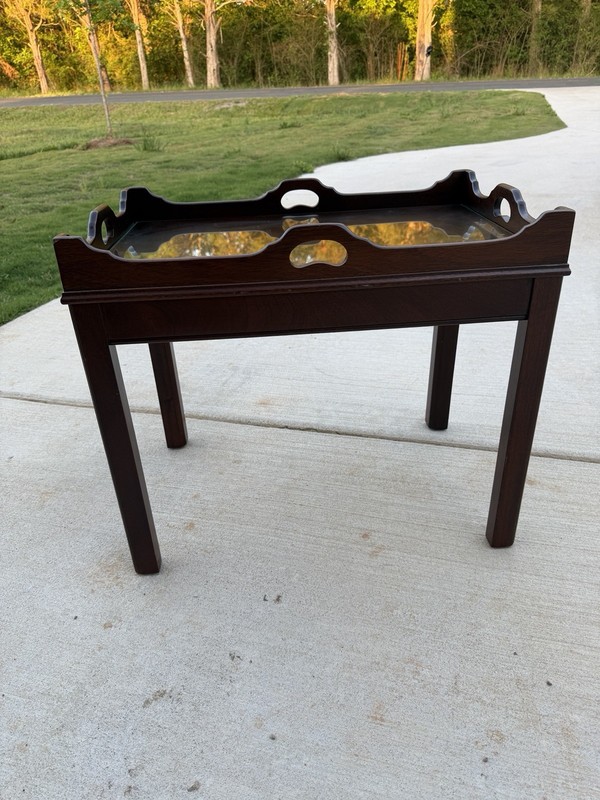 RARE LINK-TAYLOR Heirloom Solid Mahogany Chippendale Tea Table Vintage Antique gallery
