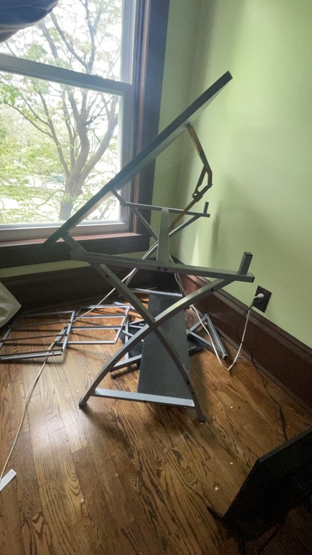 Black Drafting table with a stool and drawers $30 gallery