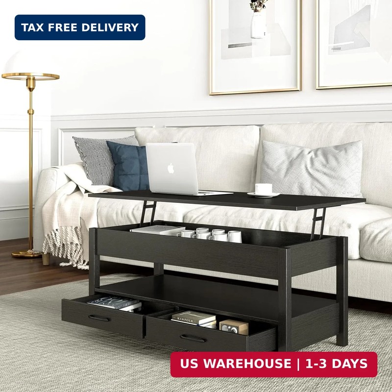 Panana Coffee Table, Lift Top Coffee Table with Hidden Compartment, 2 Drawers an gallery