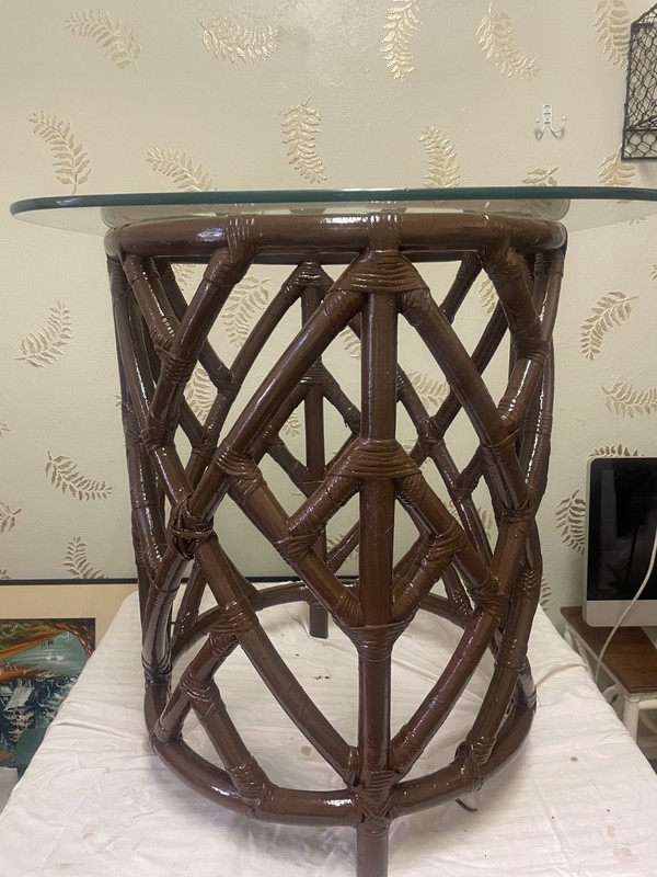 Rattan Bistro Table ~ Indoor/Outdoos Thick Sturdy Glass Coffee Table gallery