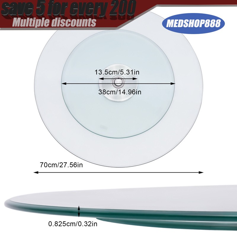 27.56" Glass Turntable Dining Table Centerpiece Large Tabletop US gallery