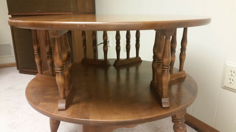ETHAN ALLEN ROUND REVOLVING BOOK TABLE  gallery
