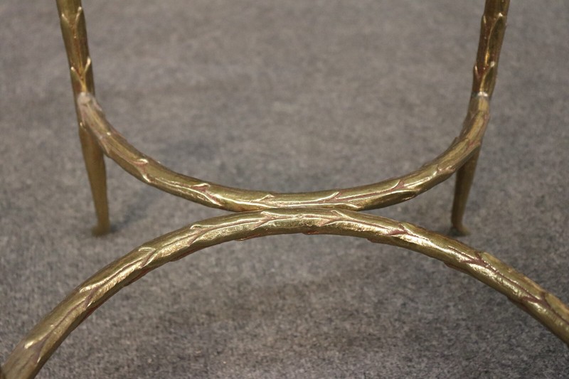Fine Quality Maison Bagues Olive Leaf Cast Bronze and Thick Glass Top End Table gallery