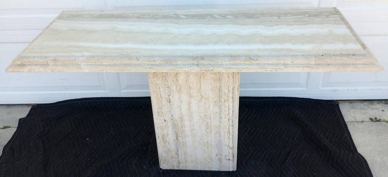 Vintage Mid Century Stone International Italy Travertine Stone Console Table