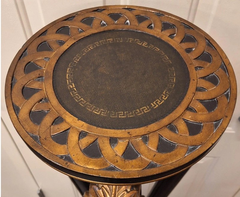 John Richard Empire Style Leather Top Gold Gilt Carved Plant Stand / Pedastal gallery