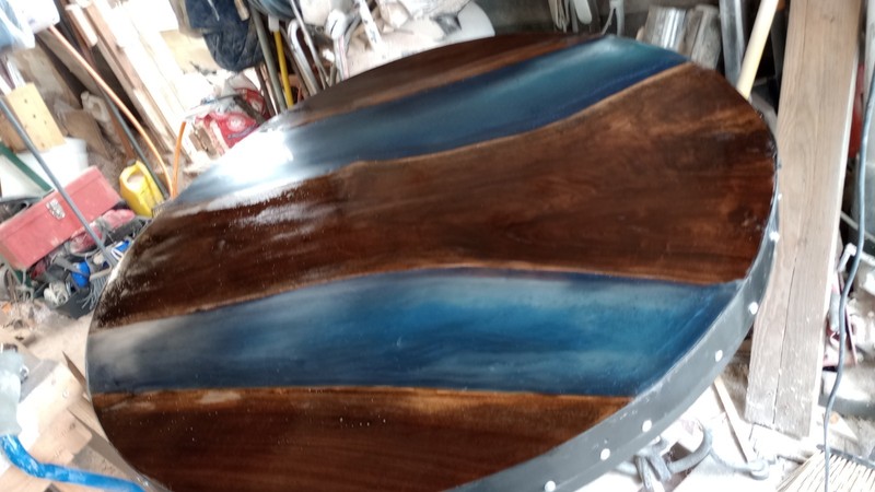 Two Rivers. Walnut And Resin Table Top And Cast Iron Base gallery