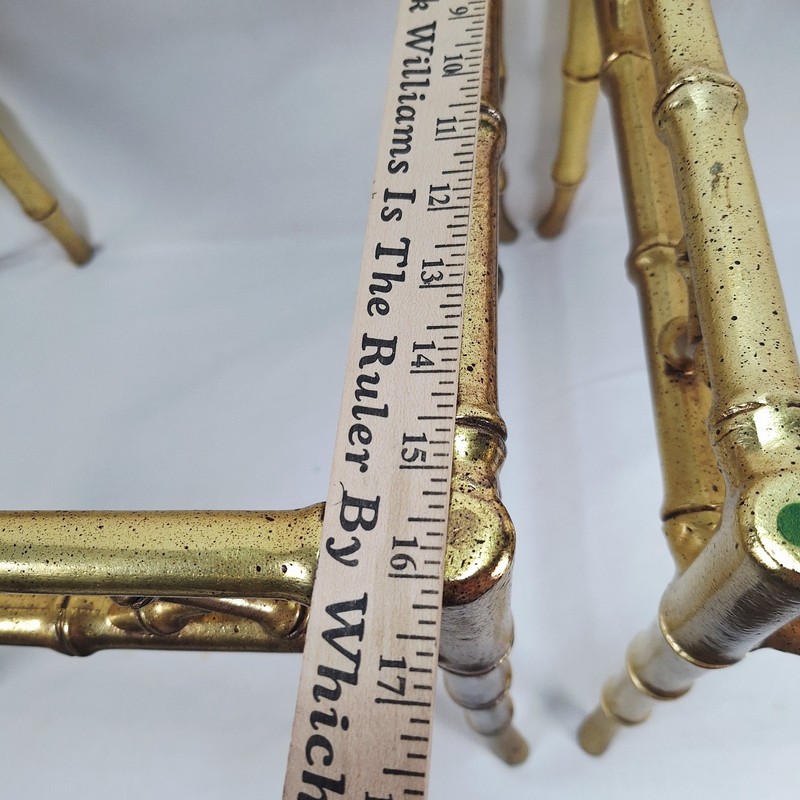Pair of Chinoiserie Faux Bamboo Gold Gilt Solid Metal Phyllis Morris End Tables gallery
