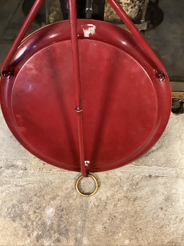 Mid Century Italian Empire Red Tole Ware Style Folding Table Made In Italy gallery