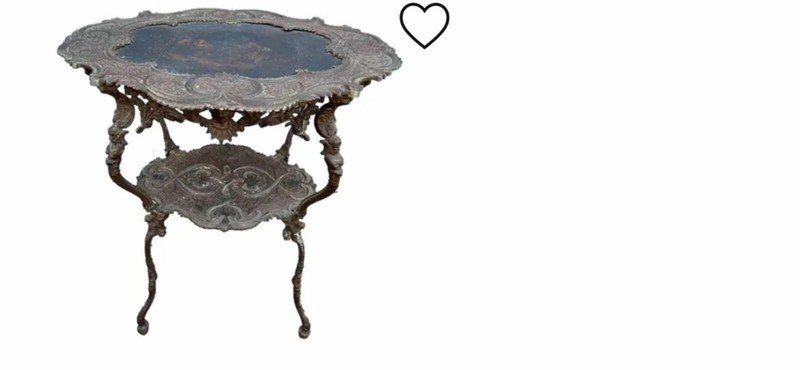Antique Victorian Style Painted Cast Iron And Decorated Table gallery