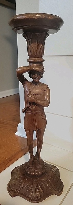 Mid 19th Century Figural Wood Carved “Sellette”, Pedestal 25″