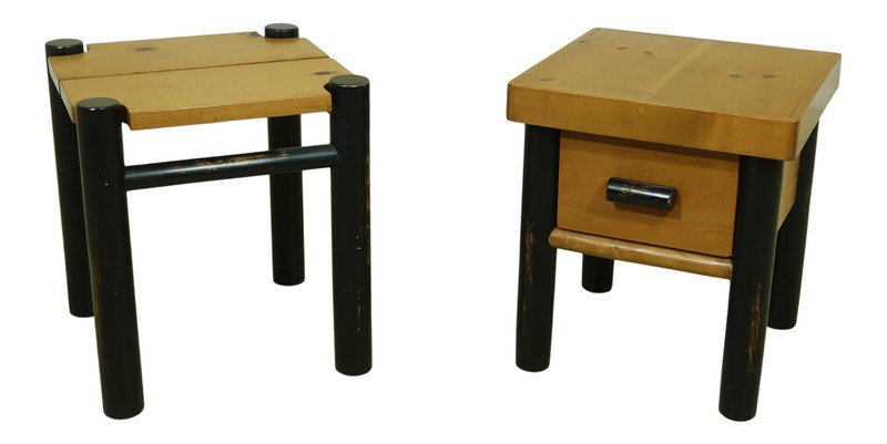 F32627EC: Pair Complimenting Adirondack Style Occasional Tables