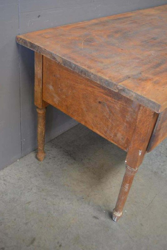 c.1900 Two Drawer Antique American Work Table Pennsylvania General Store gallery