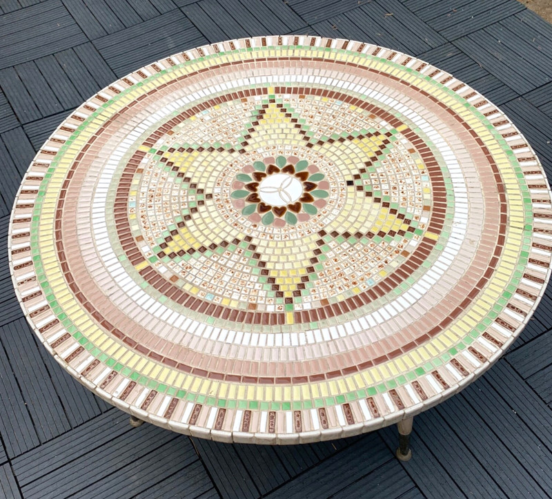 1960s MCM Atomic Mosaic Tile Coffee Table 32″