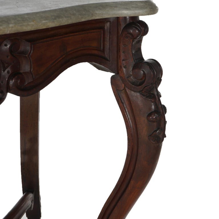 Antique Victorian Walnut & Marble Top Parlor Table C1800 gallery