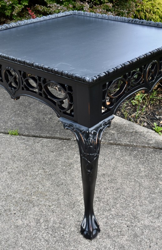 Vintage Wellington Hall Chippendale Style Mahogany Table in Distressed Black gallery