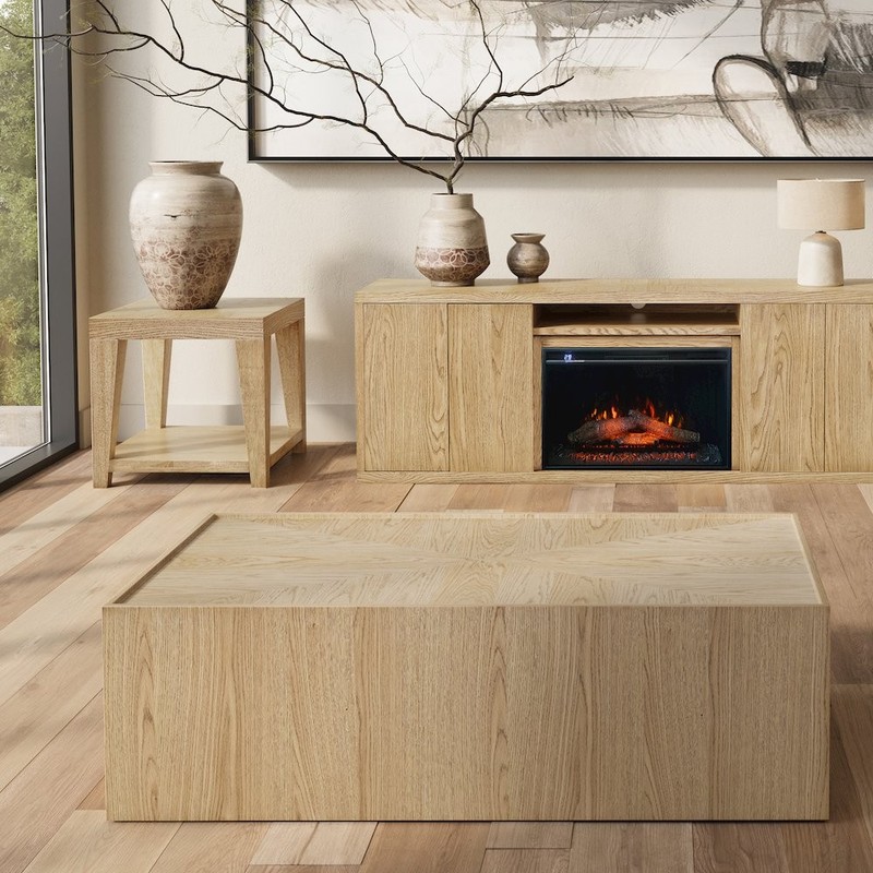 Laurel Creek Modern Contemporary 52" Block Coffee Table with Hidden Casters gallery