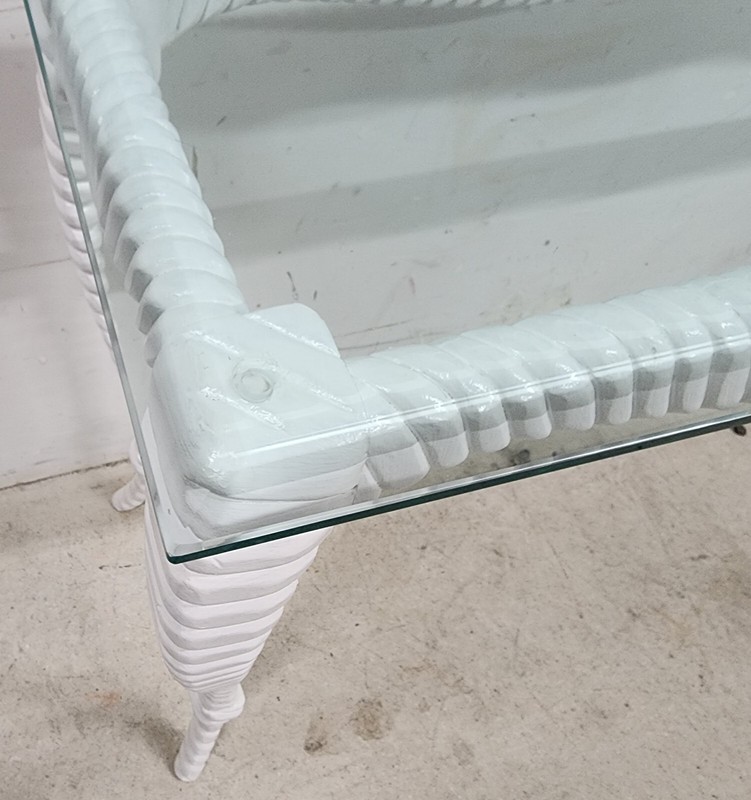 Italian Glass Console Solid Wood Faux Rope gallery