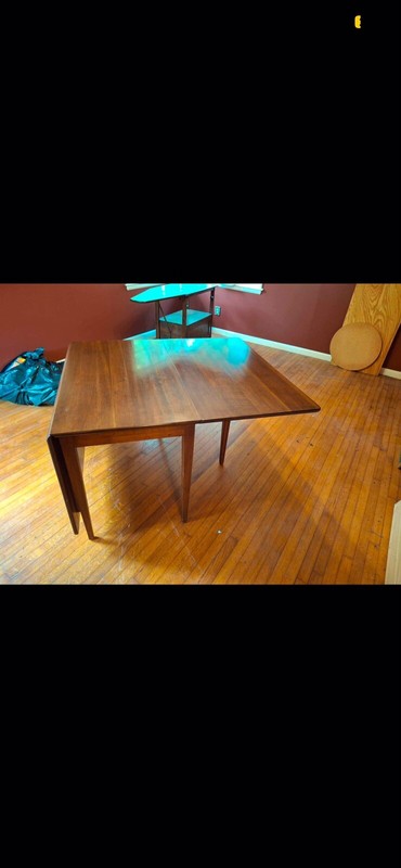 AUTHENTIC MCM KINDEL GRAND RAPIDS WALNUT DINNING FOLD DOWN TABLE / GATE LEGS gallery