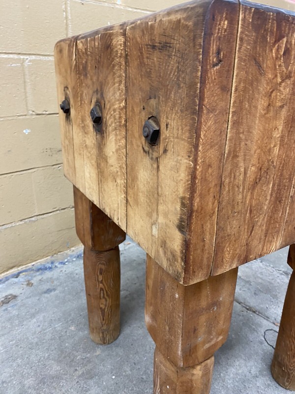 Vintage Bally Butcher Block Antique 1929 Table Original gallery