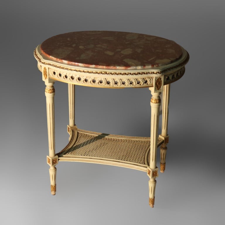 Antique French Louis XVI Gilt Wood & Rouge Marble Stand c1930 gallery
