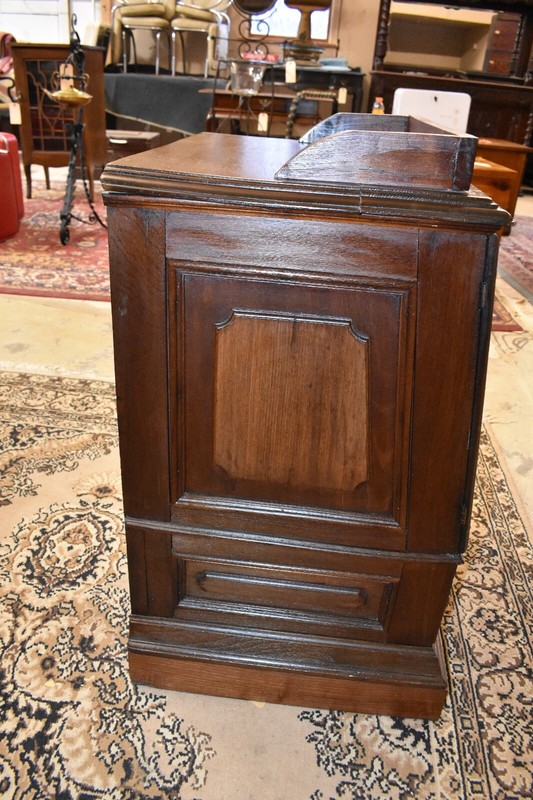 Primitive Spool Cabinet Antique Walnut Side Table, gallery