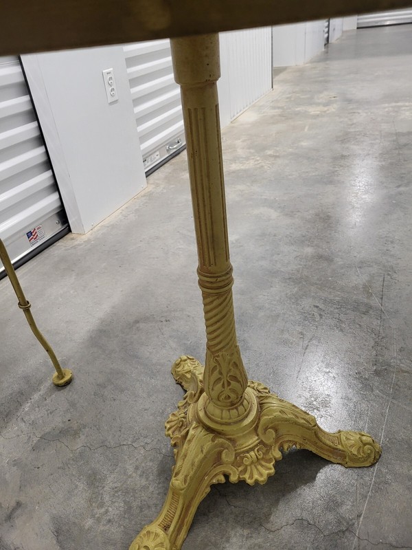 Vintage Cast Iron Table Base with Marble Top and Two Cast Iron Chairs Excellent gallery