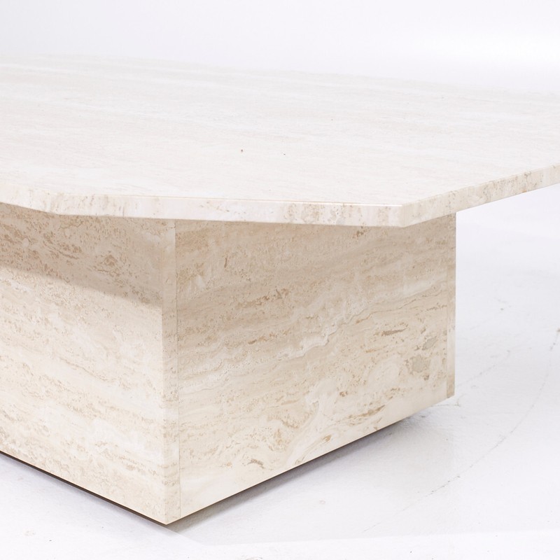 Mid Century Octagonal Travertine Coffee Table gallery
