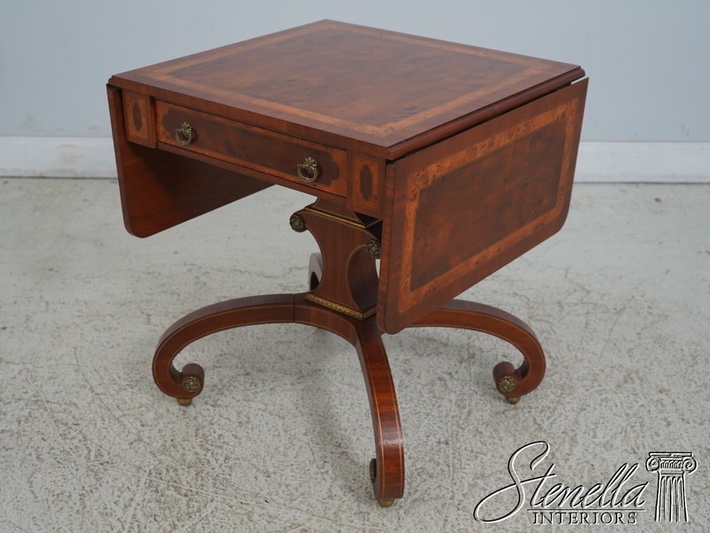 63861EC: JOHN WIDDICOMB Burl Walnut Neoclassical Drop Leaf Table gallery